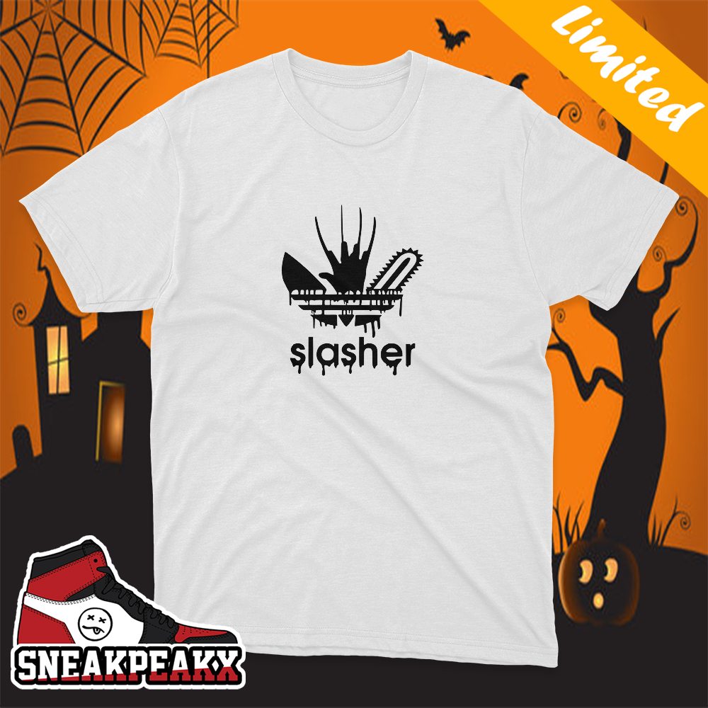 Parameters Poëzie herhaling Slasher Funny Adidas Logo Adidas Halloween Shirt - SneakPeakX