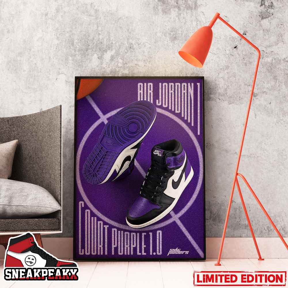 Air Jordan 1 Court Purple Ver 1 Sneaker Poster Canvas