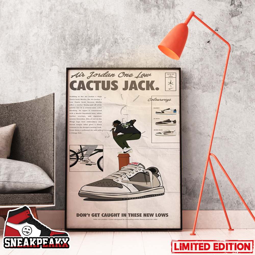 Air Jordan 1 Low Cactus Jack x Travis Scott Sneaker Poster Canvas