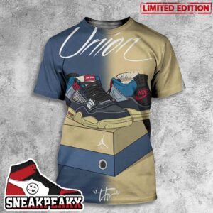 Air Jordan 4 x UNION LA Off Noir Sneaker 3D T-Shirt
