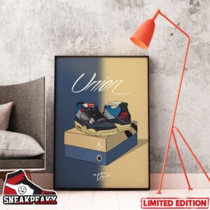 Air Jordan 4 x UNION LA Off Noir Sneaker Home Decor Poster Canvas
