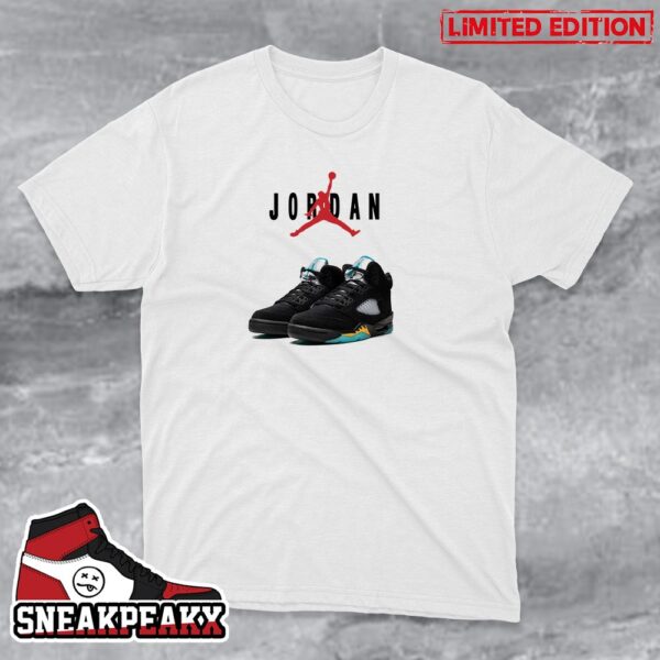 Air Jordan 5 GS Aqua Sneaker T-Shirt