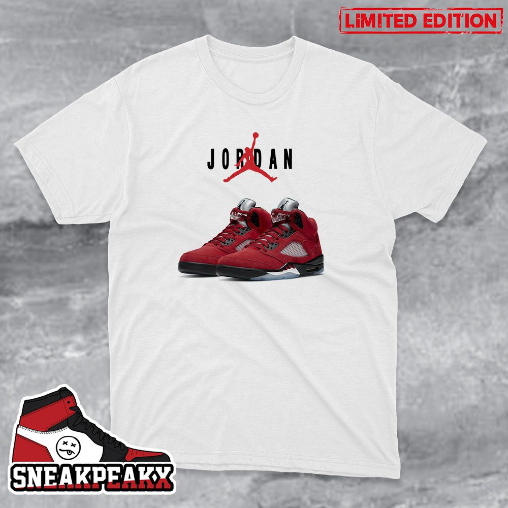 Air Jordan 5 Retro Raging Bull Red 2021 Sneaker T-Shirt - SneakPeakX