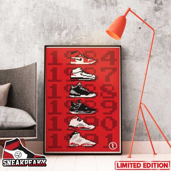 Air Jordan Sneakers Pixel 8 Bit Art Poster Canvas