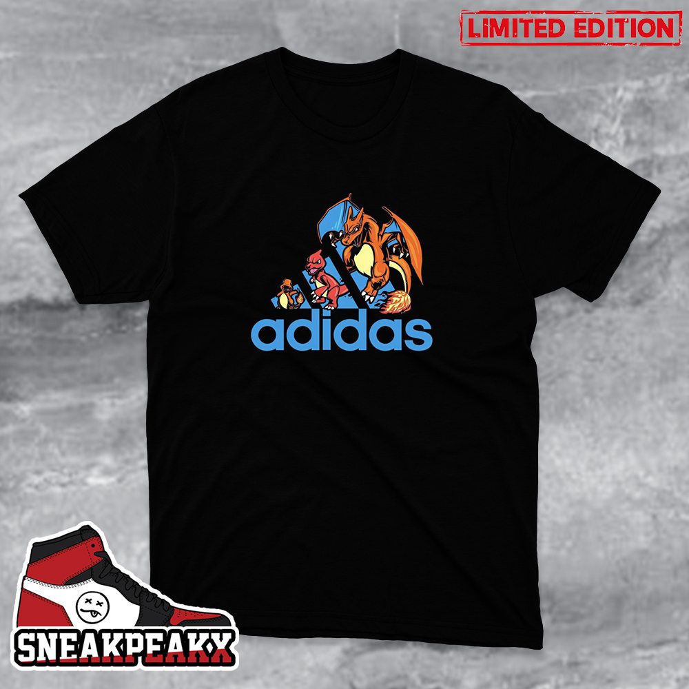 Charizard Pokemon Evolution x Adidas Logo T-Shirt