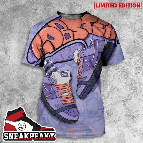Concepts x Nike Dunk Low SB Purple Lobster Sneaker 3D T-Shirt