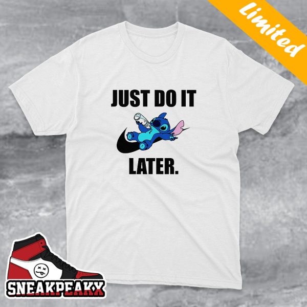 Just Do It Later Nike Swoosh Logo x Stitch T-Shirt