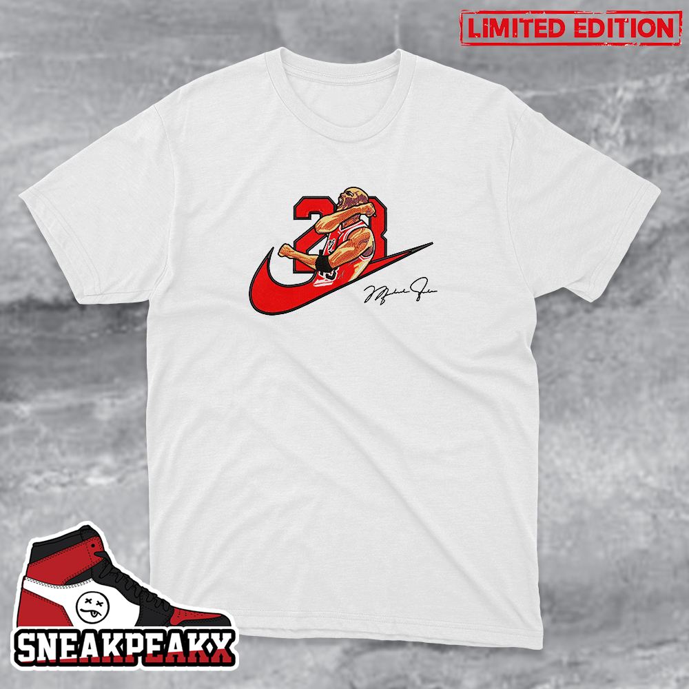 Michael Jordan Number 23 Signature x Nike Swoosh Logo T-Shirt