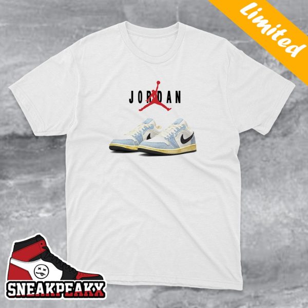 Nike Air Jordan 1 Low SE Sashiko Ashen Slate Black Pale Ivory Sesami Sneaker T-Shirt