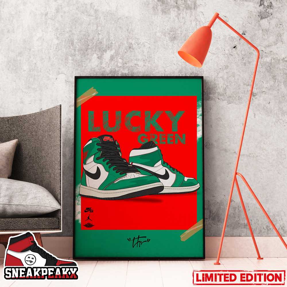 Nike Air Jordan 1 Retro High OG Lucky Green Sneaker Poster Canvas