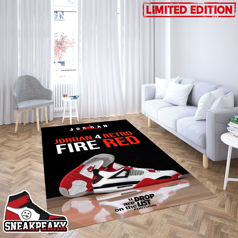 Nike Air Jordan 4 Retro Fire Red Home Decor Air Jordan Rug