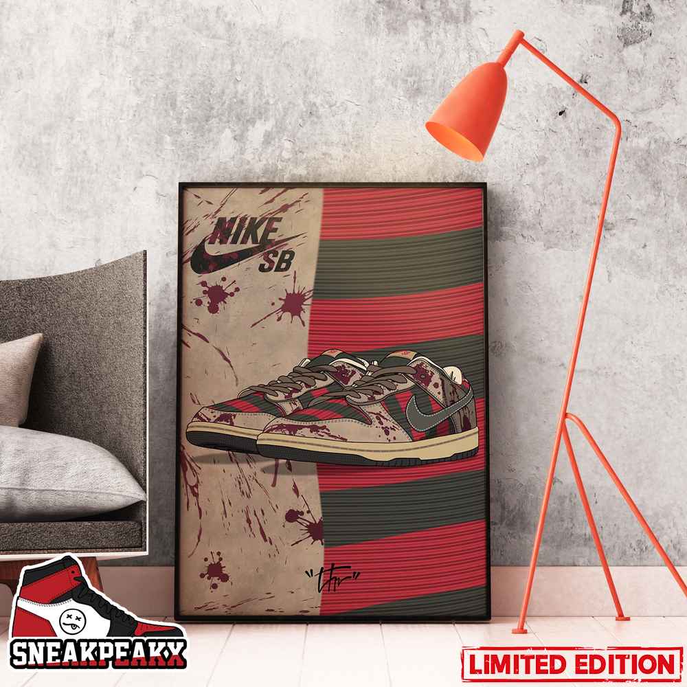 Nike Dunk SB Low Freddy Krueger Sneaker Home Decor Poster Canvas