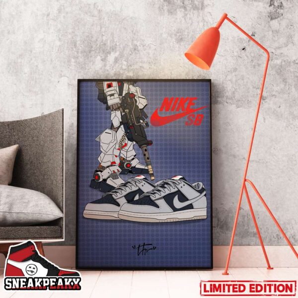 Nike SB Dunk Low College Navy Wolf Grey Sneaker Home Decor Poster Canvas