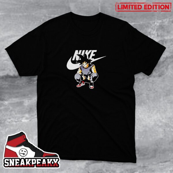 Nike Swoosh Logo x Goku Dragon Ball with Air Jordan 1 Sneaker T-Shirt