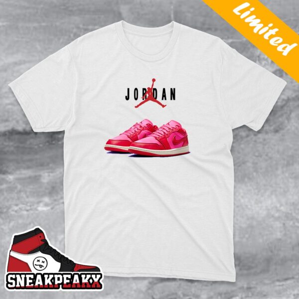 Official Images Air Jordan 1 Low Pink Satin Sneaker T-Shirt