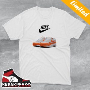 Official Look At The Upcoming Nike Air Max 1 Safety Orange Sneaker T-Shirt
