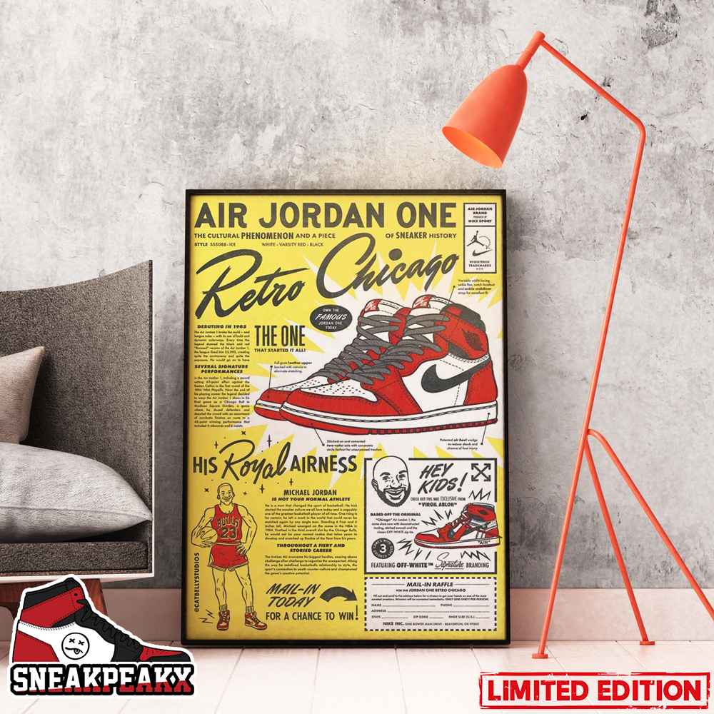 The Air Jordan 1 Retro Chicago Sneaker History Home Decor Poster Canvas