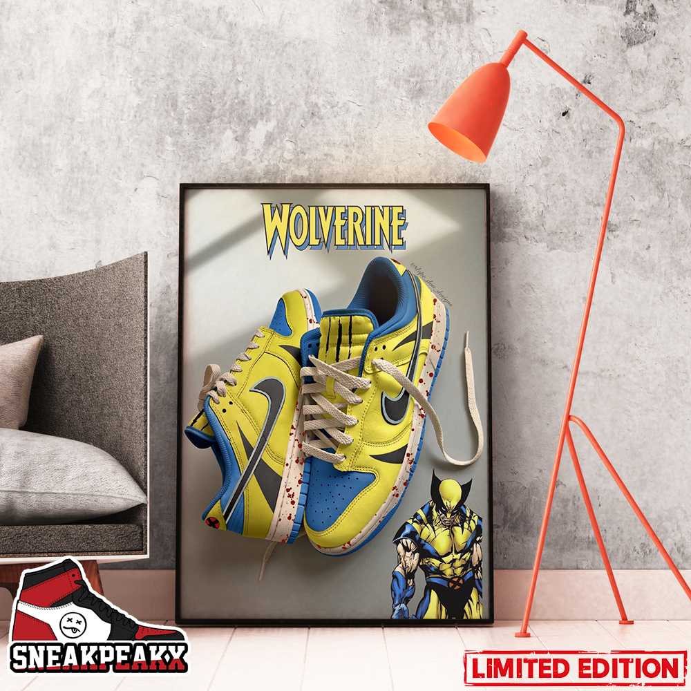 X-Men x Nike Dunk Low Wolverine Design Sneaker Poster Canvas