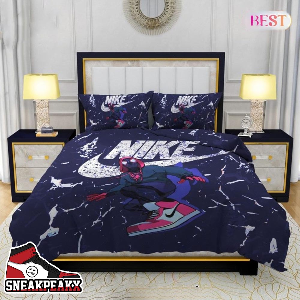 Miles Morales Spider-Man Across The Spider-Verse Nike Air Jordan Desgin Nike Bedding Set