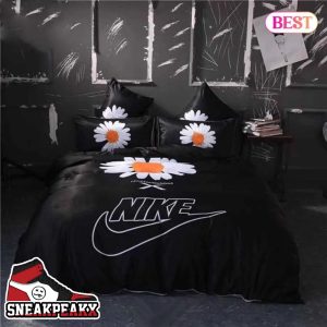 Nike Flowers Black Luxury Brand Home Decor Nike Bedding Set