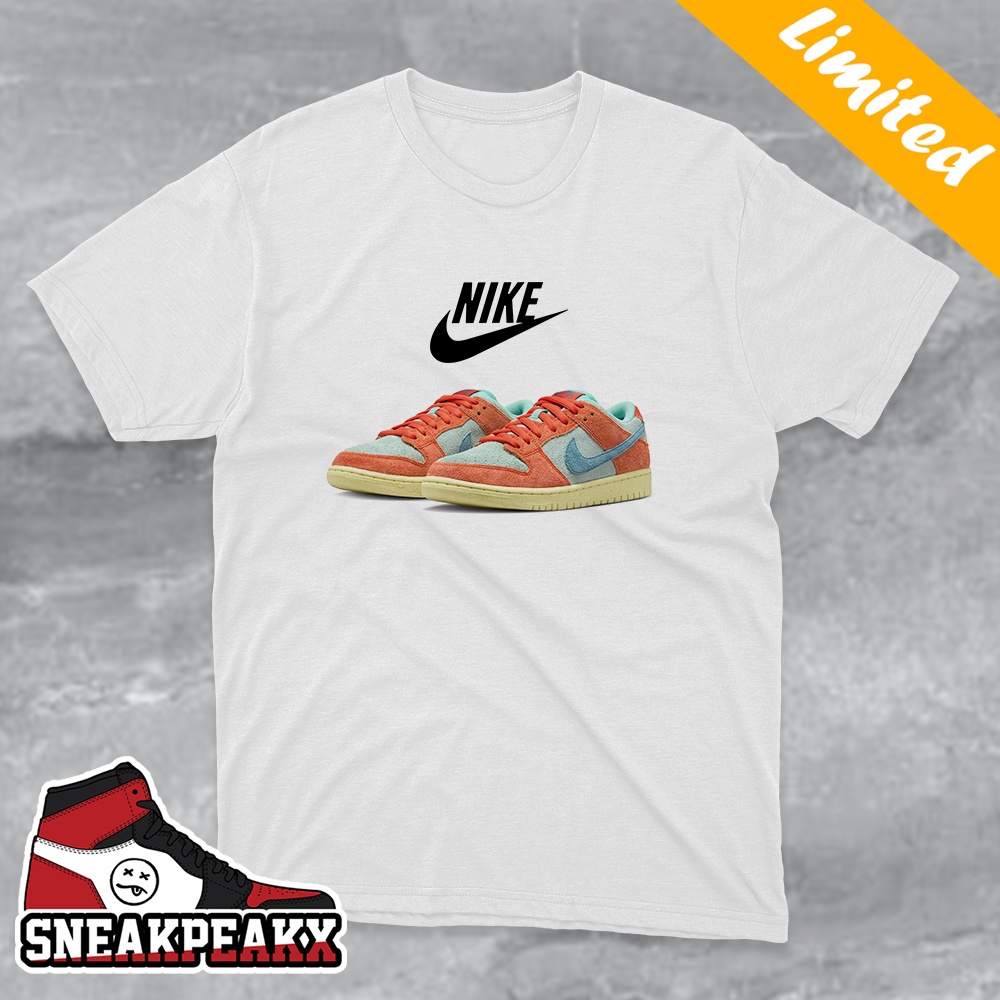 Nike SB Dunk Low Pro PRM Orange And Noise Aqua Sneaker T-Shirt