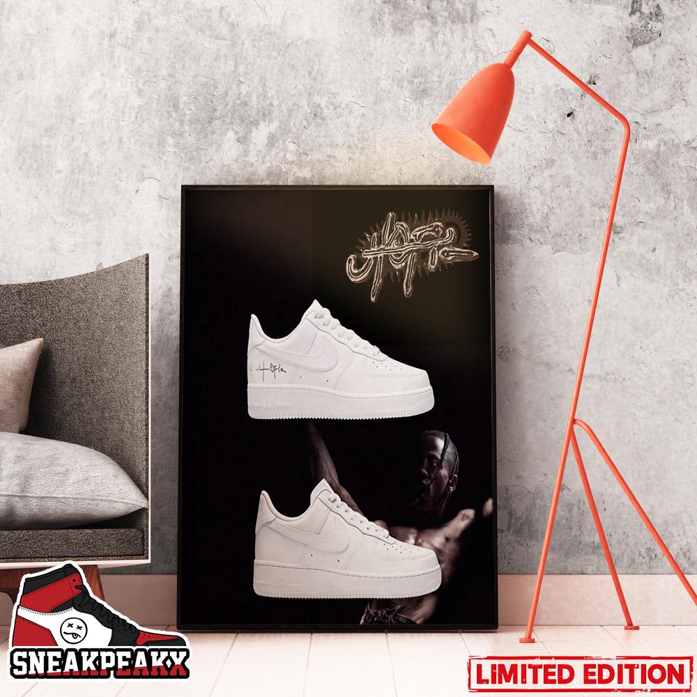 The Utopia x Nike Air Force 1 Low x Triple White Nike Air Force 1 07 Sneaker Poster Canvas