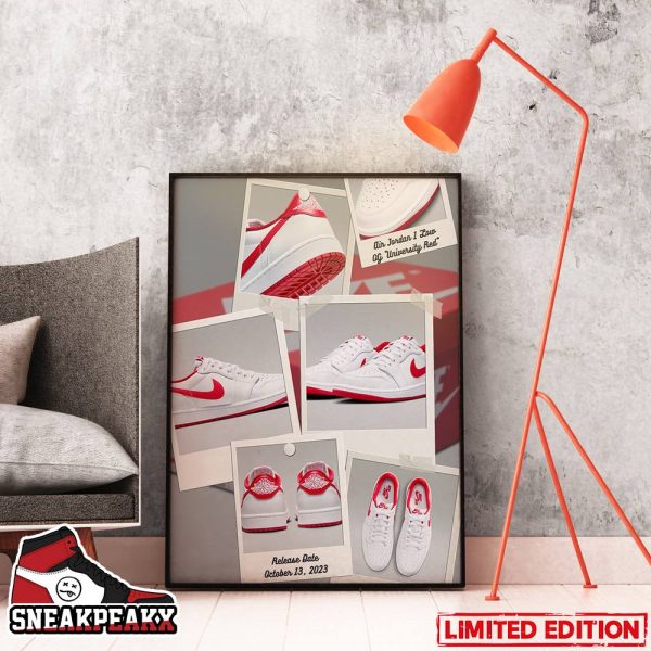Air Jordan 1 Low OG University Red Sneaker Home Decor Poster Canvas