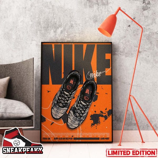 Nike Hemp-Clad Air Max Plus Camo Print Sneaker Home Decor Poster Canvas