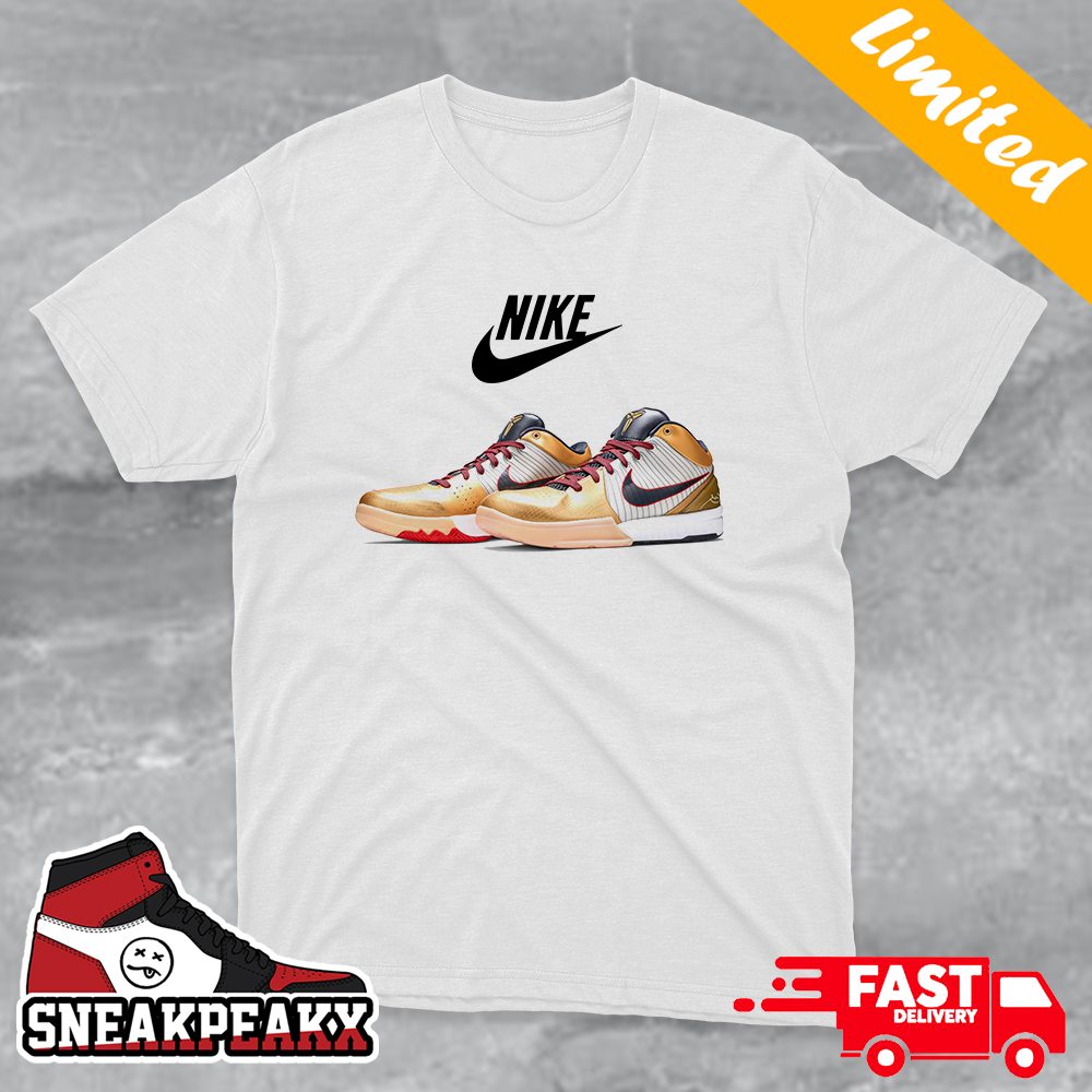 Exclusive Nike Kobe 4 Protro Gold Medal Returning Fall 2024 Sneaker T-Shirt