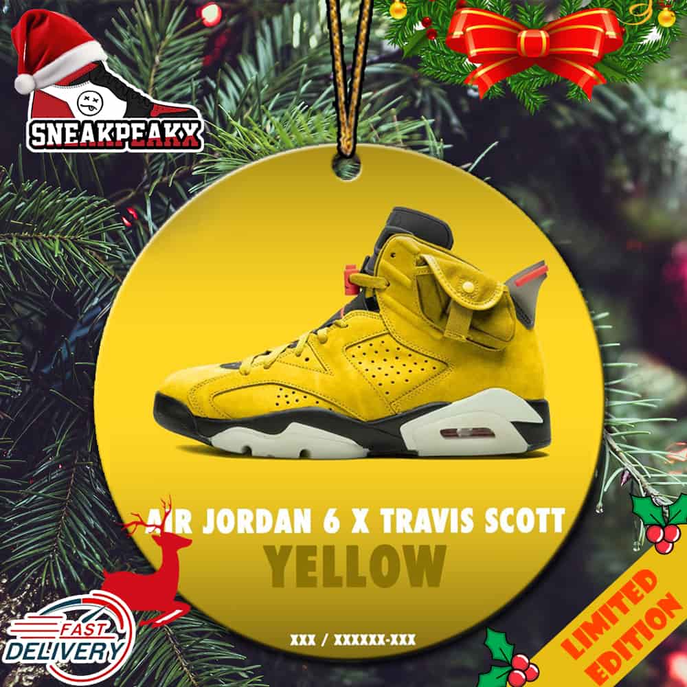Air Jordan 6 x Travis Scott Yellow Sneaker Tree Decorations Christmas Ornament