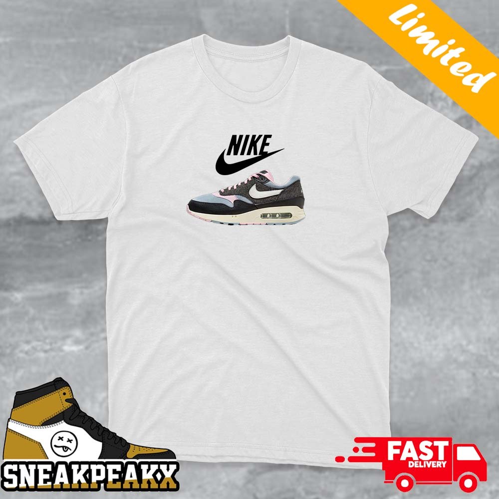 Nike Air Max 1 Black Pink Denim Custom Sneaker Unisex T-shirt