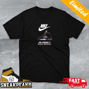 Nike Air Jordan 5 Black Metallic Unique Sneaker T-shirt