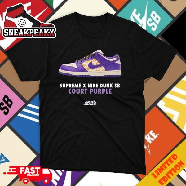 Supreme x Nike Dunk SB Court Purple Sneaker T-Shirt
