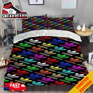 Colorful Adidas Logo Pattern Fashion And Style Home Decorations Sneaker Bedding Set