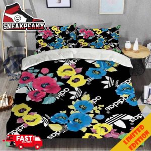 Flowers x Adidas Logo Pattern Home Decorations Duvet Cover And Pillow Cases Bedding Set Sneaker