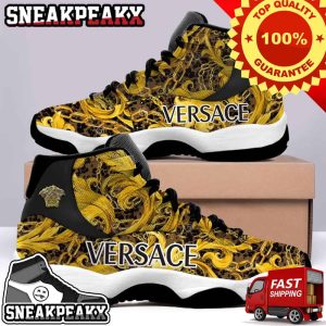 Versace Brand Gold Symbols Air Jordan 11 Sneaker Shoes For Nike Lovers